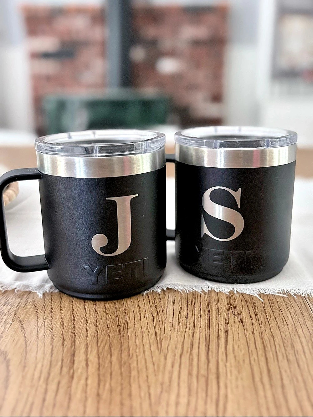 YETI Rambler 14 oz Stackable Mug Set Black & Silver J and S